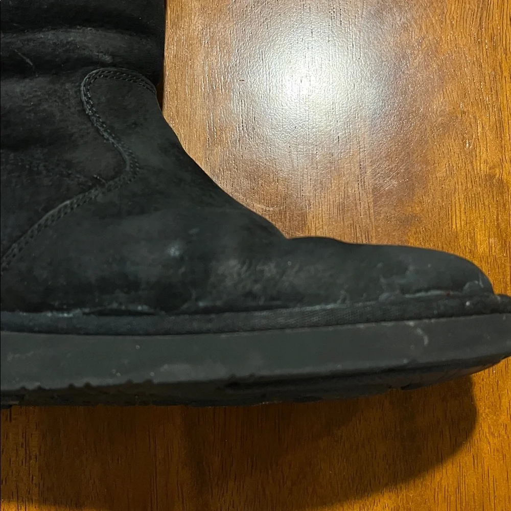 UGG Classic Tall Black Suede Boots with Metal Logo US Women's Size 7 - Picture 11 of 16